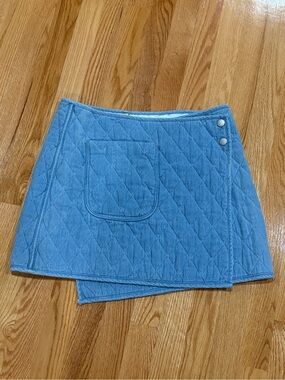 Blank NYC Quilted Light Blue Mini Skirt with Patch Pocket